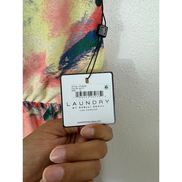 Laundry by Shelli Segal Abstract Watercolor Dress Size 14 - Picture 4 of 7